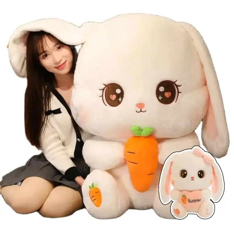 304050 cm Kawaii Długie ucho Rabbit Pluszowa poduszka duża rozmiar króliczki Dolls Schleńka miękka poduszka zwierząt dziewczyn