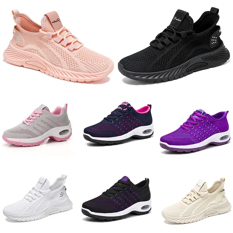 Nieuwe mannen dames schoenen wandelen Running Flat Shoes Soft Sole Fashion Purple White Black Comfortabele sportkleur Blokkering Q11 GAI