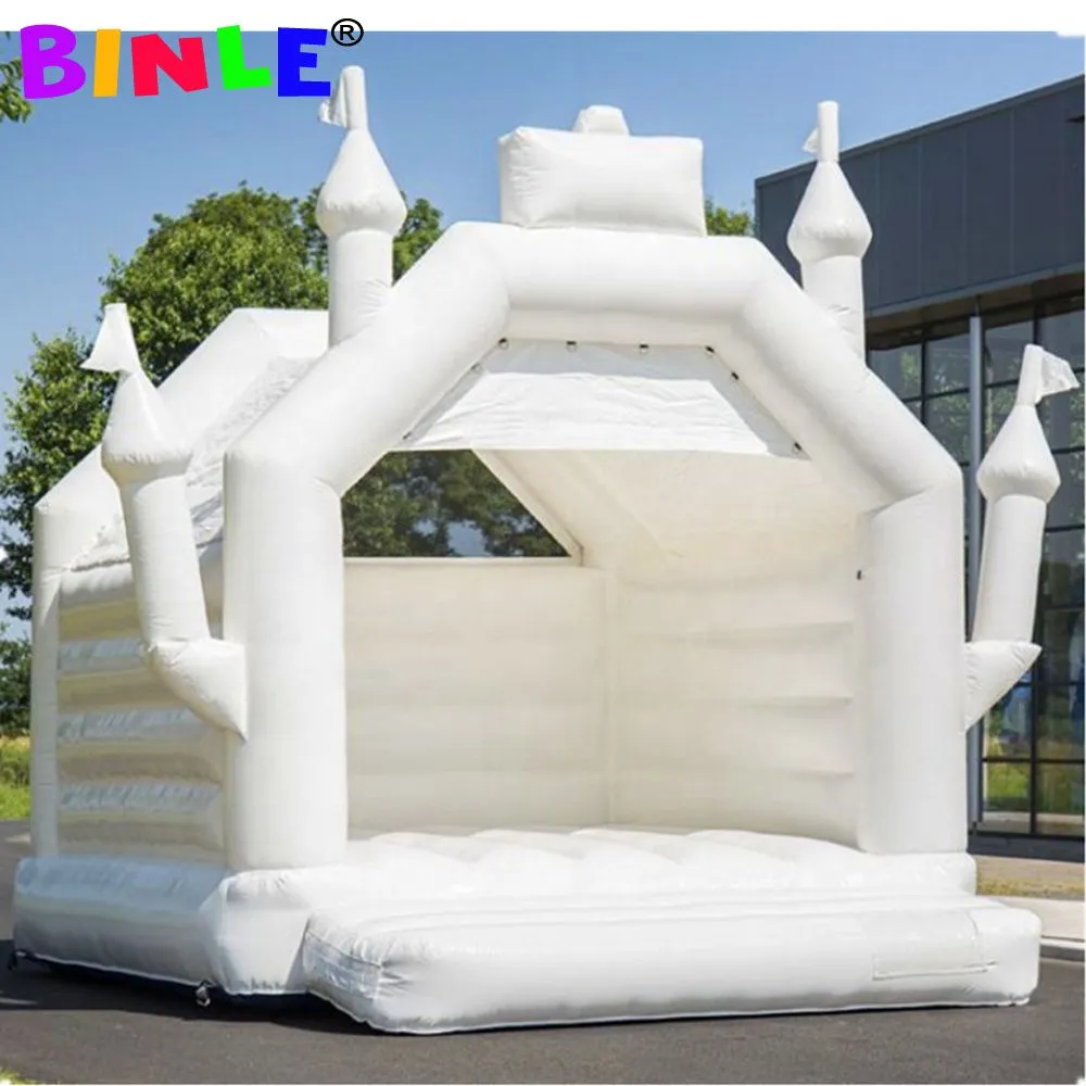 4.5x4.5m (15x15ft) avec ventilateur en gros blanc mini châteaux gonflables gonflables enfants sautant château de rebond maison extérieure gonflables commerciales videur à vendre