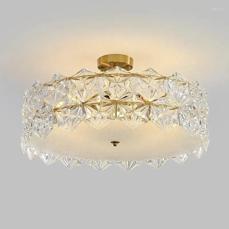 Plafoniere 110V220V Lampadario di cristallo francese Accogliente camera da letto Lampada da sala da pranzo principale in vetro