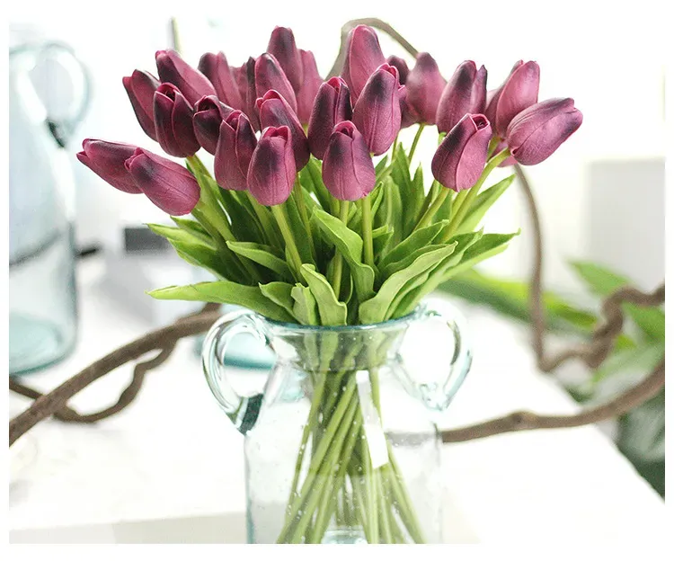 Tulipas de látex artificial pu buquê de flores flores de toque real para decoração de casa casamento decorativo 11 cores válidas 2024303