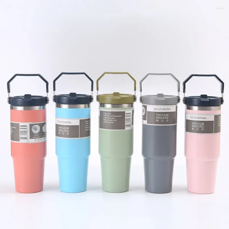 Water Bottles Large Capacity 304 Stainless Steel Iced Coffee Mugs Portable Leakproof Cups Outdoor Multipurpose Beverage Bottle Vacuum