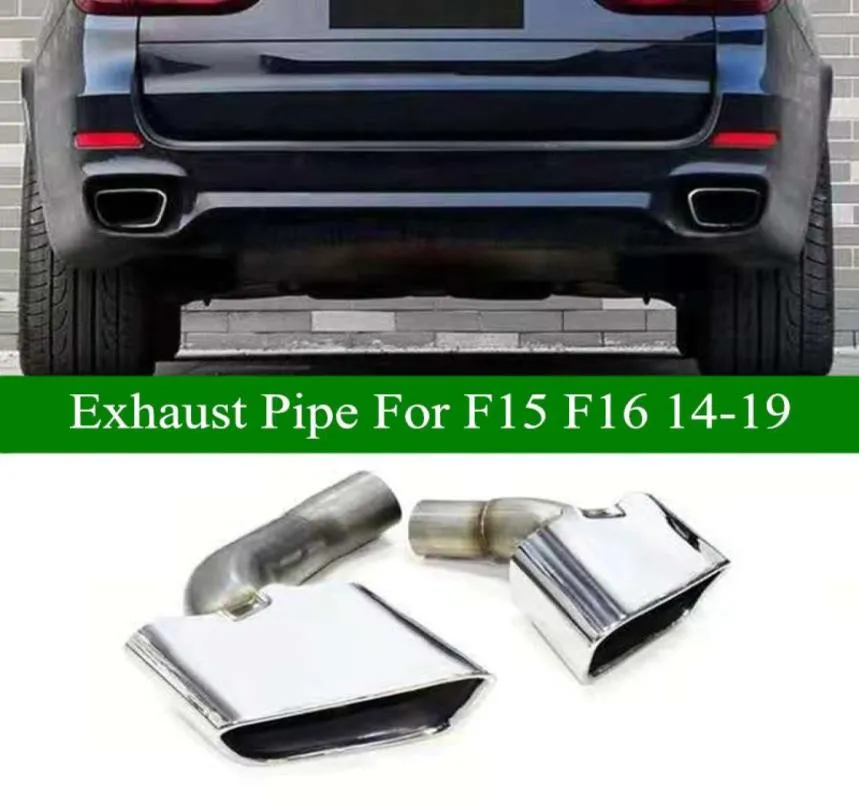 2 PCS Stainless Steel Exhaust Muffler Pipes Silver Black For BMW X5 X6 F15 F16 Upgrade X5M X6M M Bodykit 201420197120619