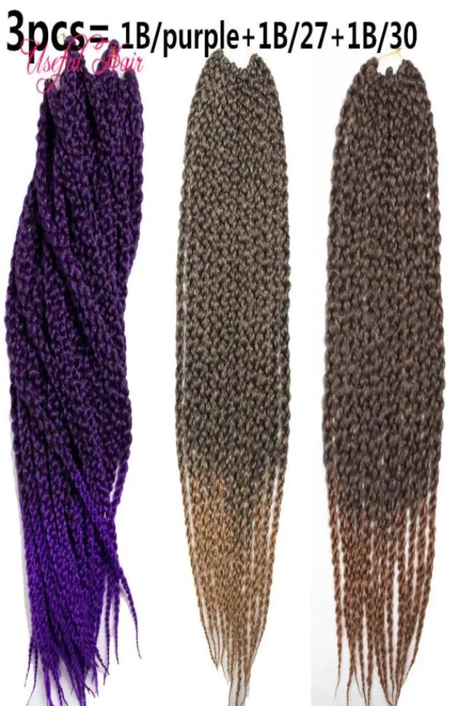 beautiful gift Christmas 22quot 3D Cubic Crochet Braids Hair Ombre braiding hair Box Braids braided in bundles ombre braid8944831