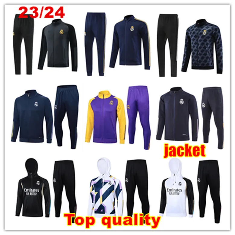 2023 hommes Kids Soccer TracksuitSits Vini Jr 22 23 24 Real Madrids Fottball Training Costume Long Zipper Mbappe Tracksuit Football Jogging