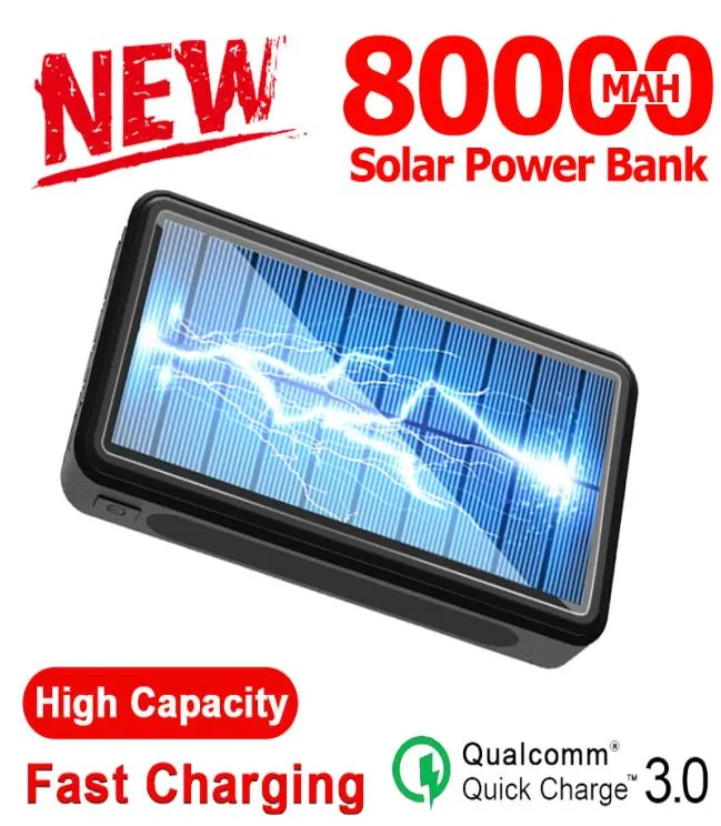 80000mah Solar Power Bank Portable External Charger Fast Charging 4 USB LED External Battery PoverBank for Iphone Samsung Xiaomi7032441