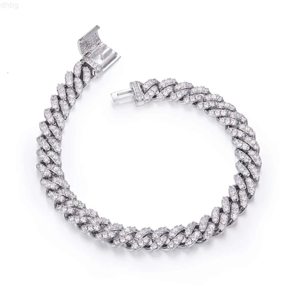 8 mm ketting link Cubaan Mosinaat diamant vvs moissaniet ketting hiphop ijs fijn sieraden 925 sterling zilver