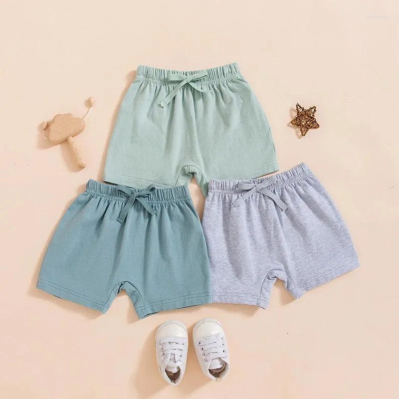 Shorts Toddler Summer Pack med 3 fast färg Elastic Drawstring Casu