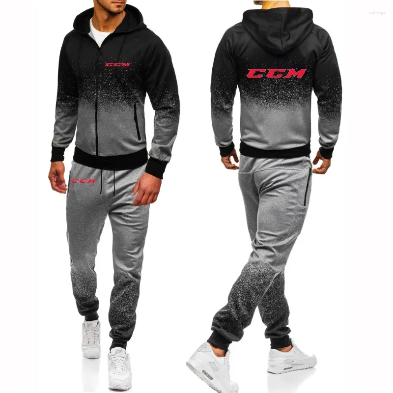 Chándales para hombres CCM Primavera Otoño Sudaderas con capucha Conjuntos de pantalones de chándal Chaquetas Harajuku URSS Rusia Deportes Cómodos trajes degradados