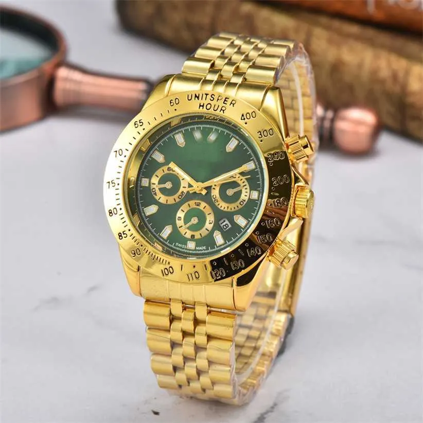 32% OFF watch Watch Classic Mens Quartz Movement 40mm Steel Folding Clasp Business Green Dial Life Waterproof Adjustable Wristwatch