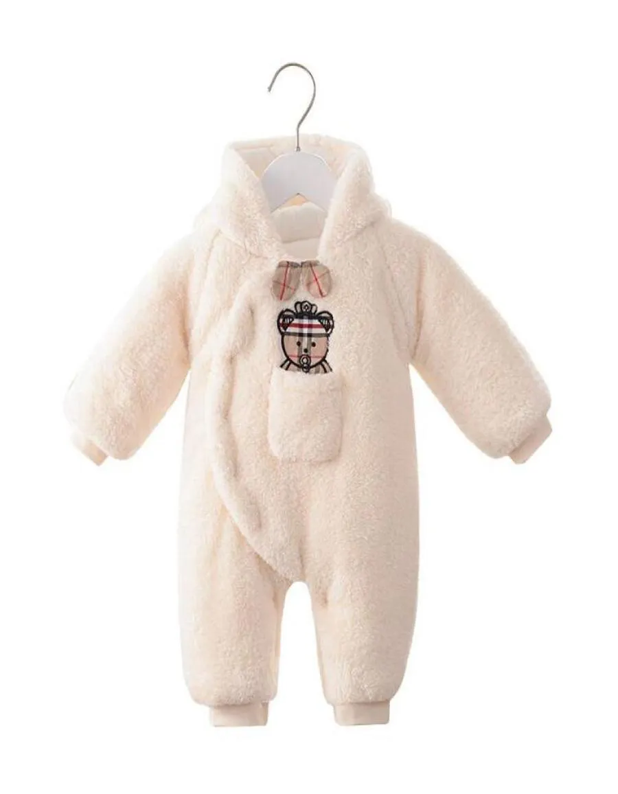 Good Quality Newborn Baby Rompers Autumn Winter Lamb Cashmere Hooded Onesies For Boys And Girls Thickened Warm Jumpsuits Sleeping 1988486