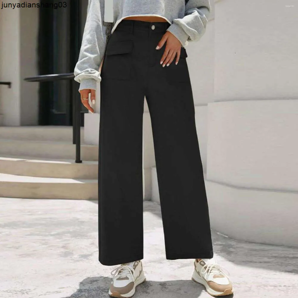 Jeans da donna Jean per donna Pantaloni in denim elasticizzato a vita alta Pantaloni larghi cargo dritti a gamba larga Abbigliamento da donna
