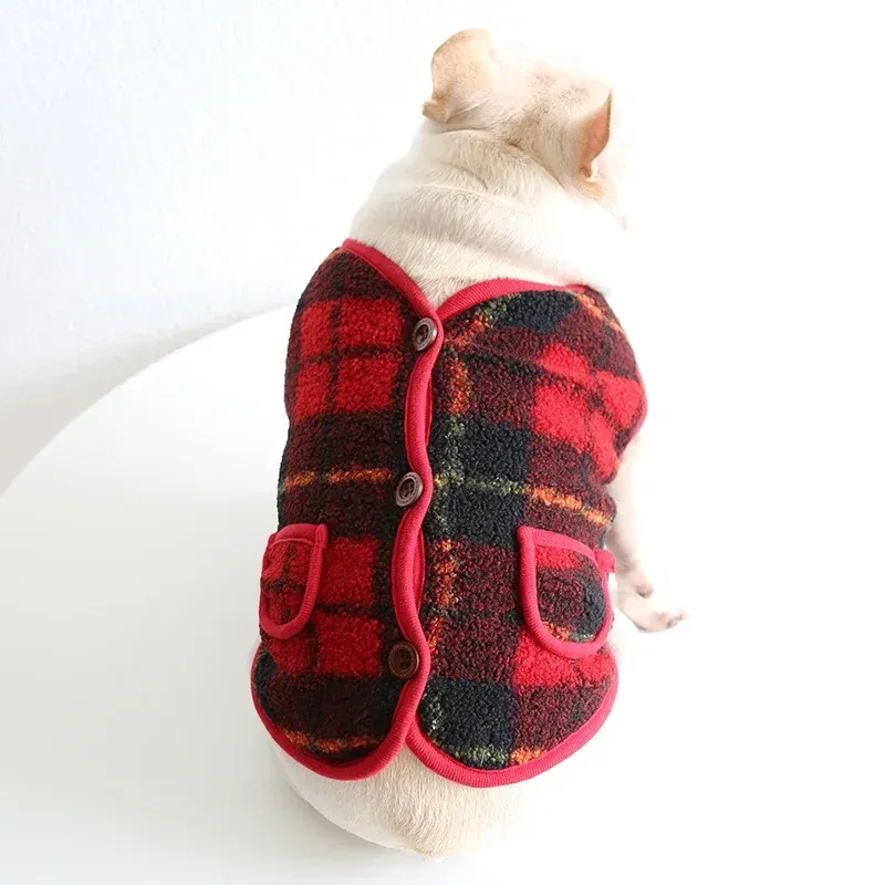 Jackets Red Blue Colors Plaid Design Two Feet Warm Pet Clothes for Spring and Autumn Luxury Design Cute Clothes for Dog Pet Products