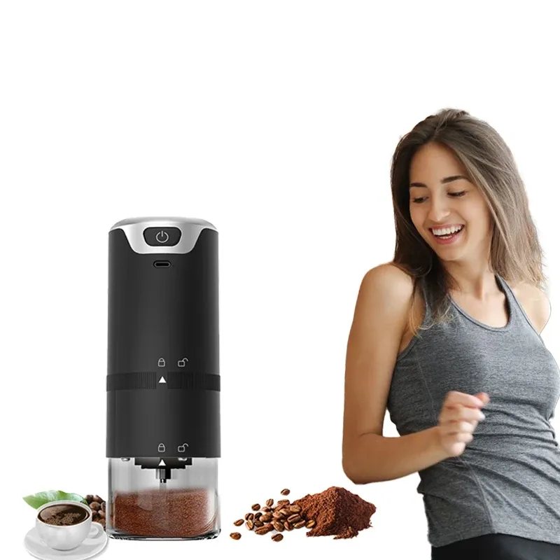 Tools Tragbare elektrische Kaffeemühle mit Grat, tragbare Kaffeebohnenmühle automatisch für Camping/Tropfen/Espresso/Übergießen der französischen Presse