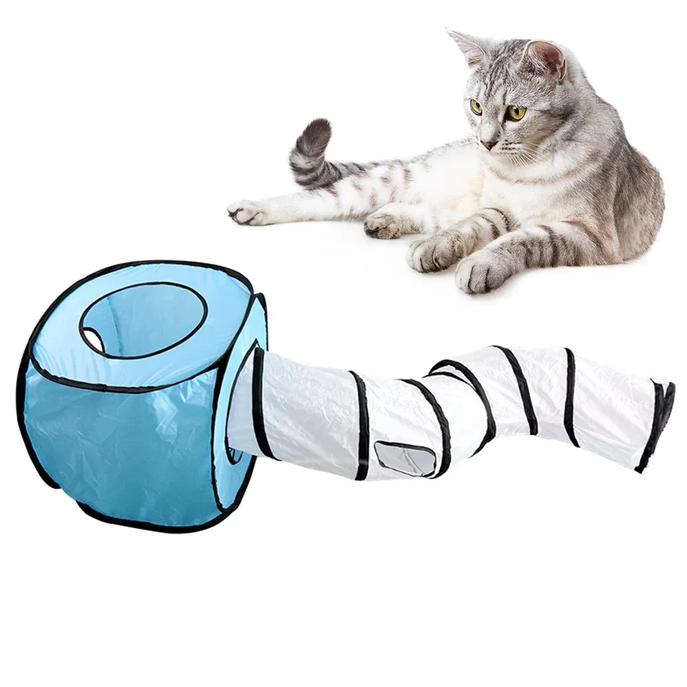 Tunnels 2 in 1 Foldable Cat Tunnel Tent Channel Interactive Toy Sleeping Bed Pet Cube Indoor Outdoor Training Suppiles for Kitten Kitty