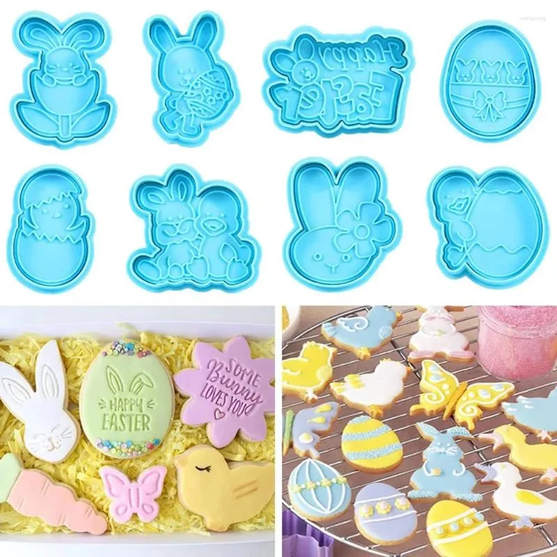 Baking Moulds 4Pcs Easter Cookie Cutter Mold Eggs Chick Biscuit Fondant Mould DIY Dessert Party Cake Decor Accessories