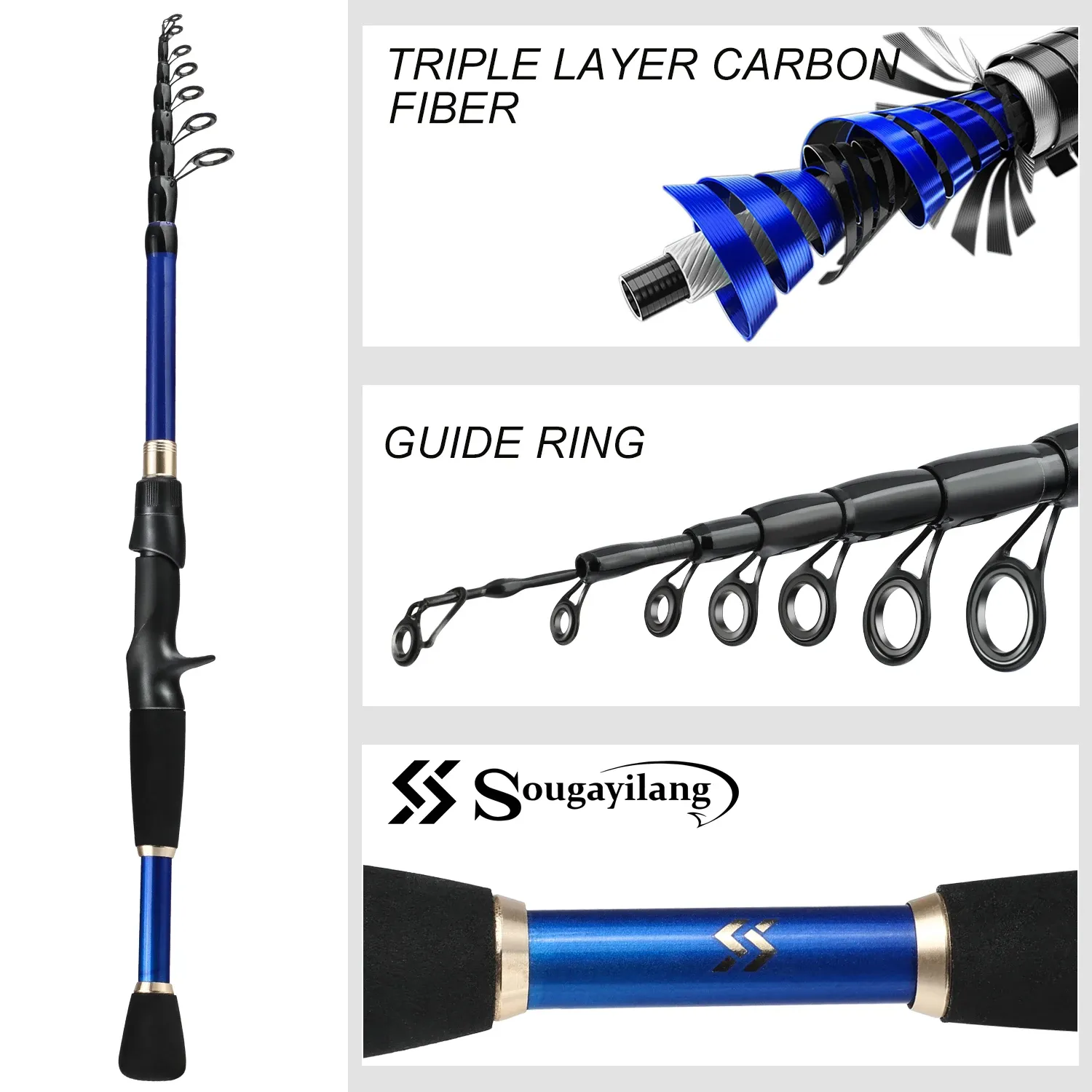 Combo Sougayilang Baitcasting Fishing Rod and Reel Set 1.8m 2.1m 2.4m  Carbon Ultralight Fishing Rod and Fishing Reel for Bass Fishing