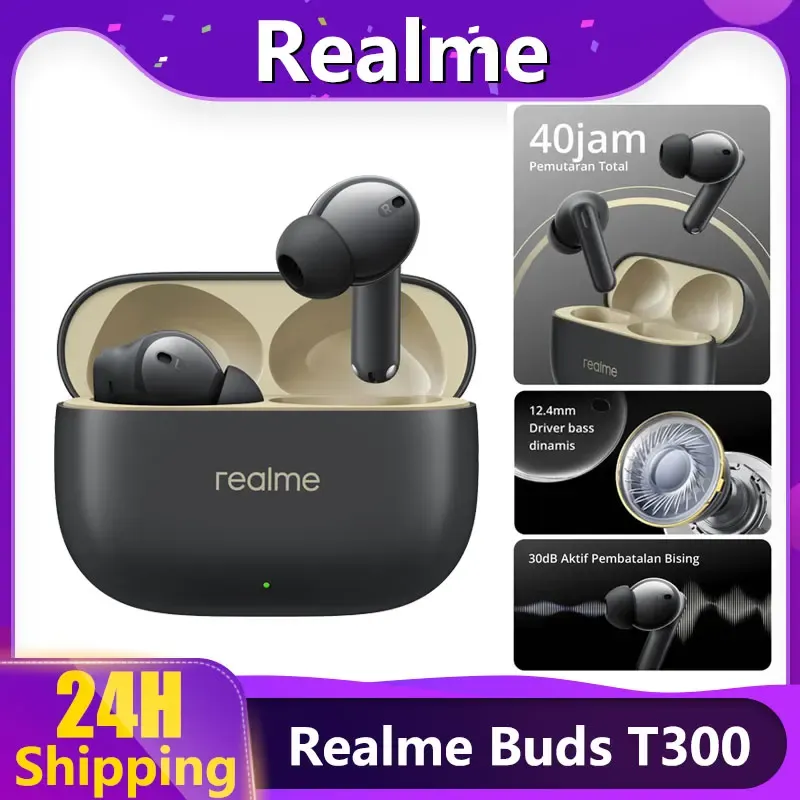 Cuffie Realme Buds T300 30DB Rumore attivo Annullamento True Wireless Earphone Bluetooth 5.3 TWS Earphone 40 Ore Batteria per GT 5