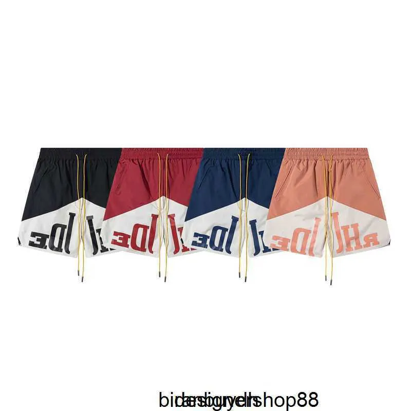 Rhode High Street Rhude Patchwork Farbe Kontrast Brief Gedruckt Capris Gerade Seil Casual Sommer Lose Tube Herren und Damen Shorts