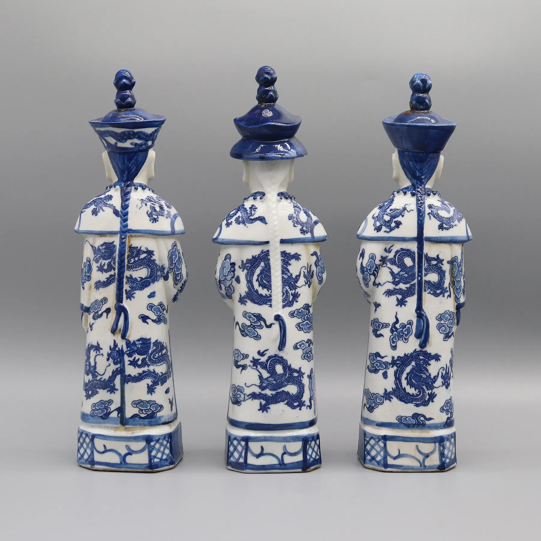 Uppsättning kinesiska kejsarefigurer i Qing -dynastin, keramiska statyer, bordstillbehör, heminredning