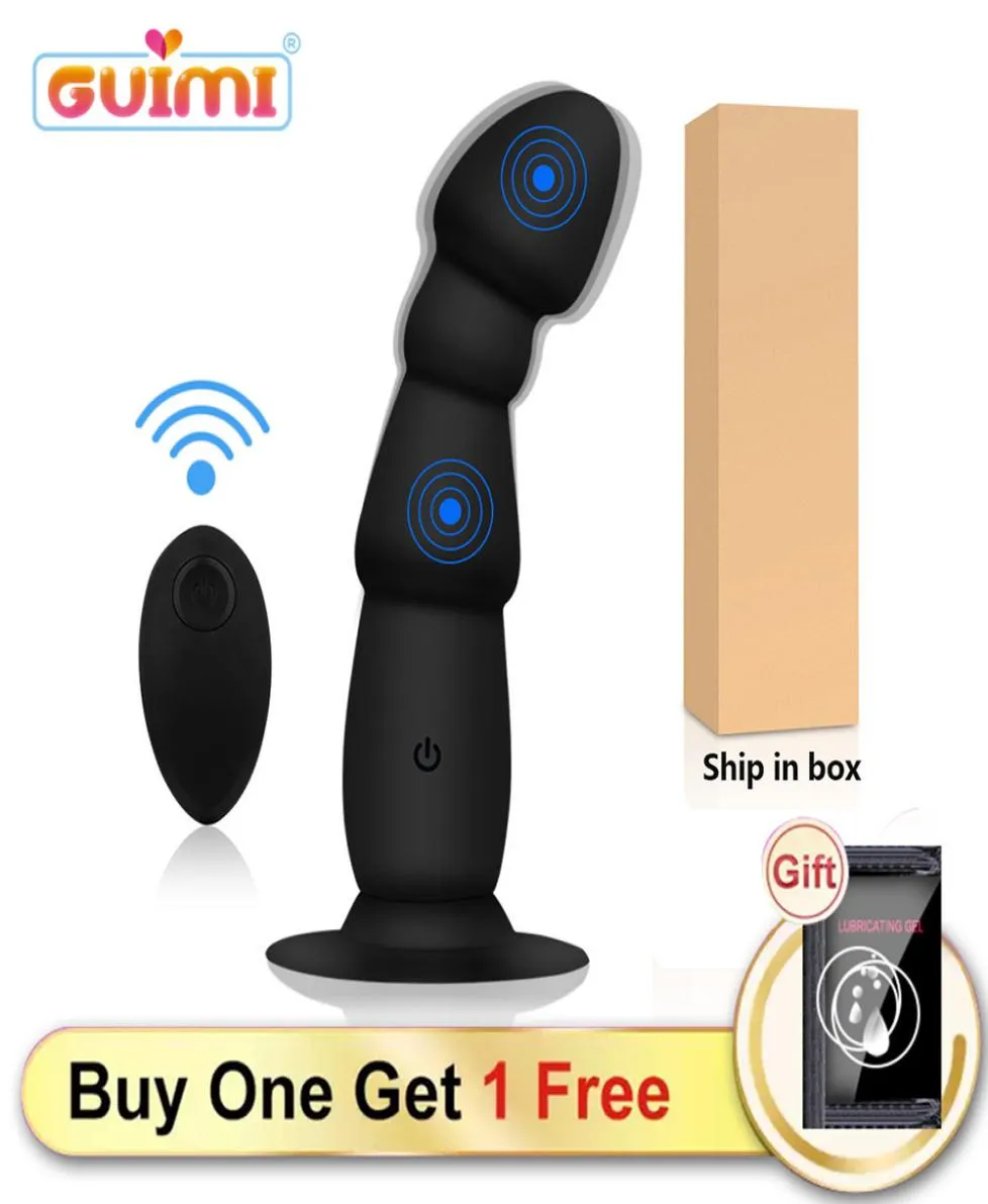 Guimi Anal Plug Vibrator Wireless Remote Prostate Massager Sug Cup Male Masturbator Dildo Anal Plug Sex Toys For Adults Y200407233809