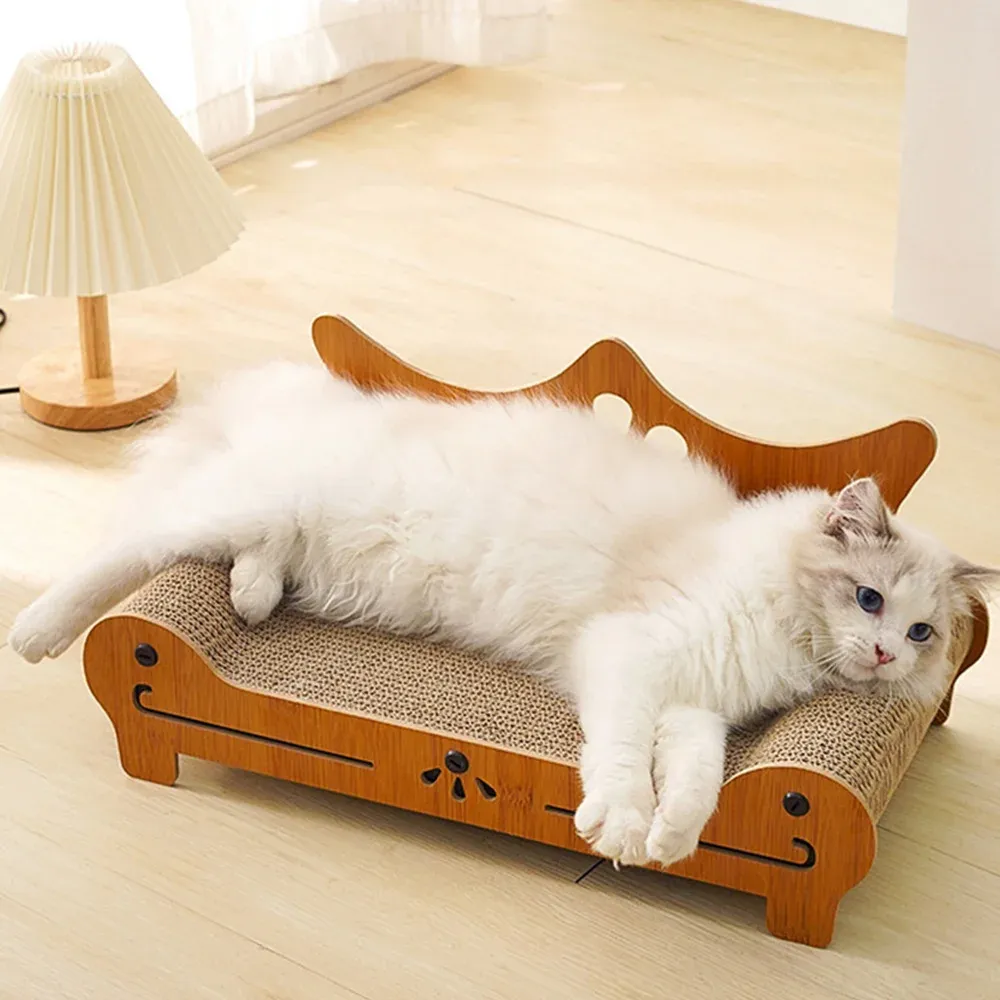 Scratchers Cat Scratch desek sofa drewniana kota z łóżkiem odporna na dywany Chroń dywany kota podkładka falista papierowy kota zabawka dla kotka