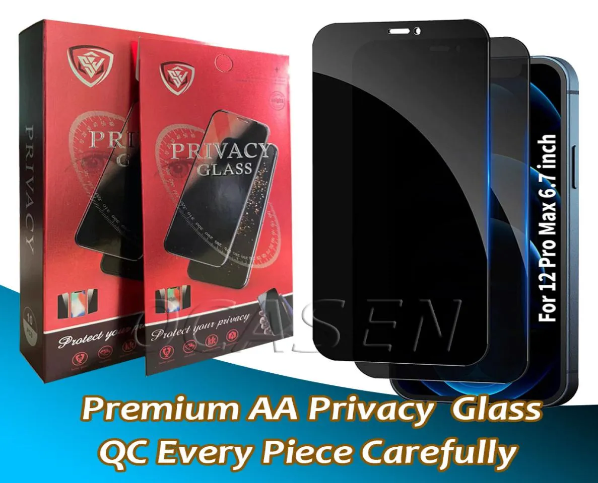 Premium AA Privacy Antispy gehard glas screenprotector voor iPhone 14 13 12 11 Pro Max XR XS X 6 7 8 Plus met dikkere detailhandel 4427985