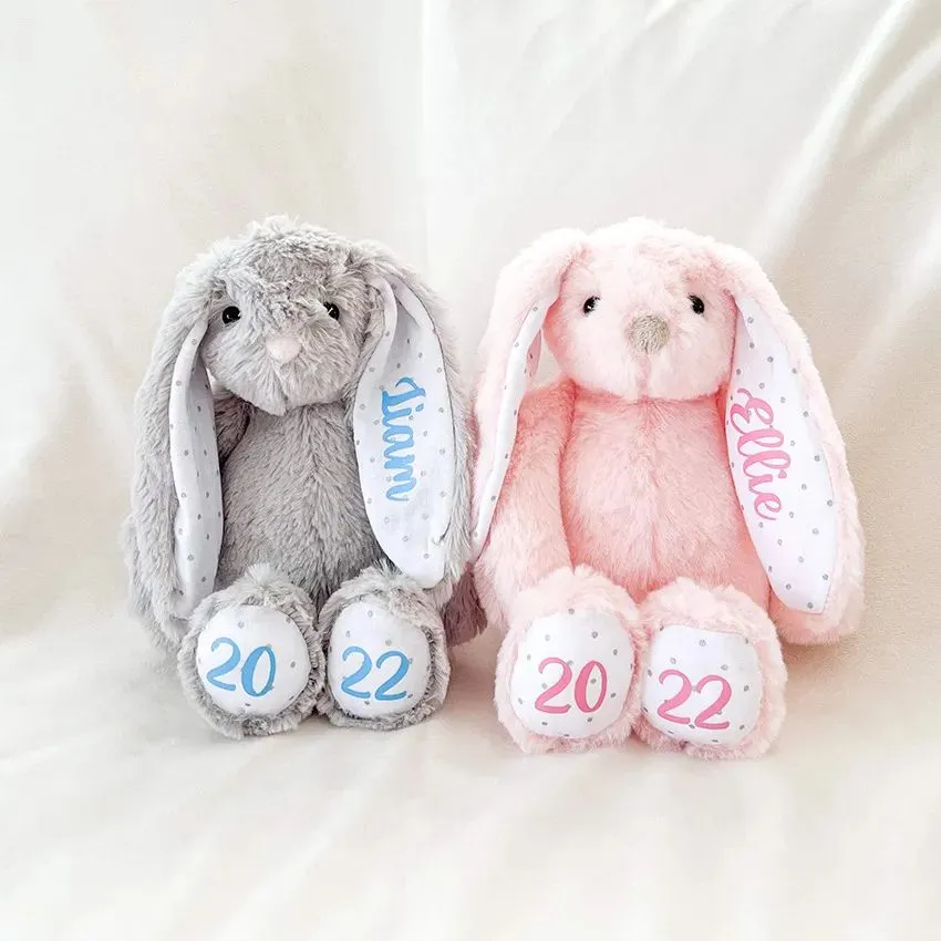 30cm Sublimation Easter Day Bunny Plush long ears bunnies doll with dots pink grey blue white rabbit dolls for childrend cute soft plush toys