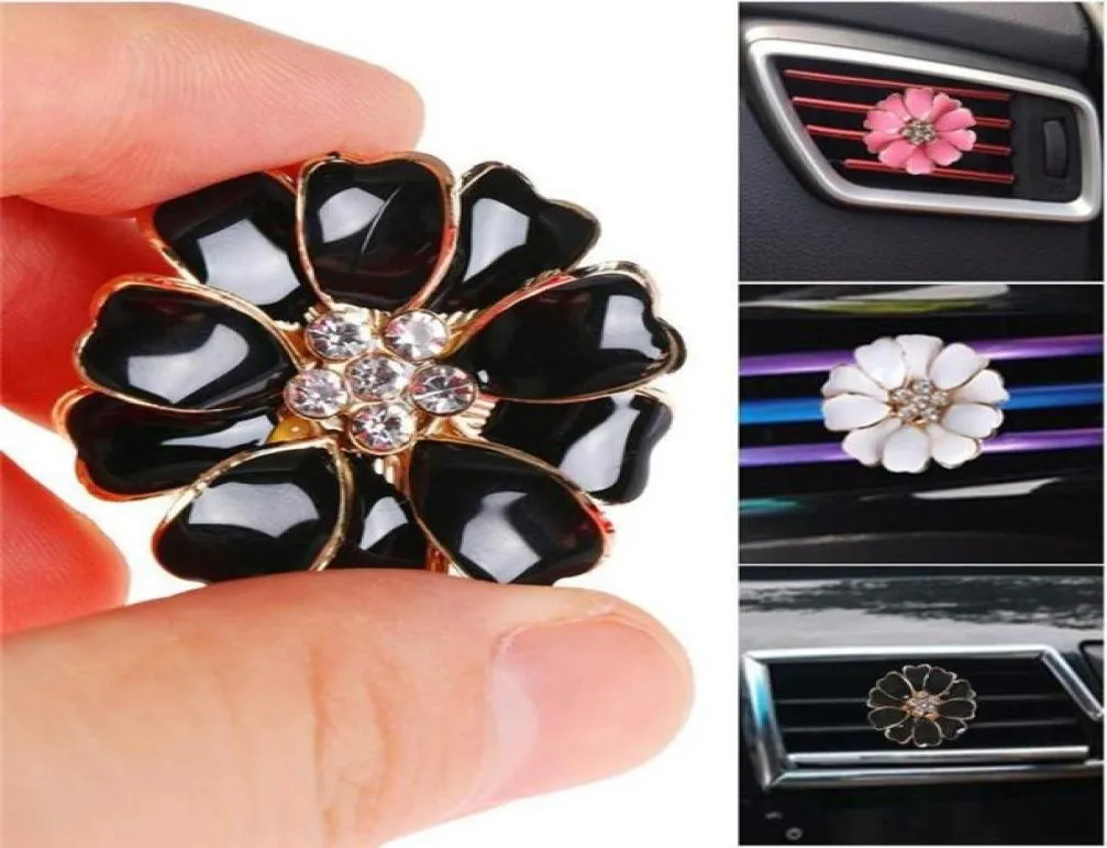 Dyfuzor olejków eterycznych z perfumami samochodowymi do klipsów do gniazda kwiat Auto powietrza Odświeżacz Odświeżacz Bling Decor Rose Crystal Ozdoby 3784984