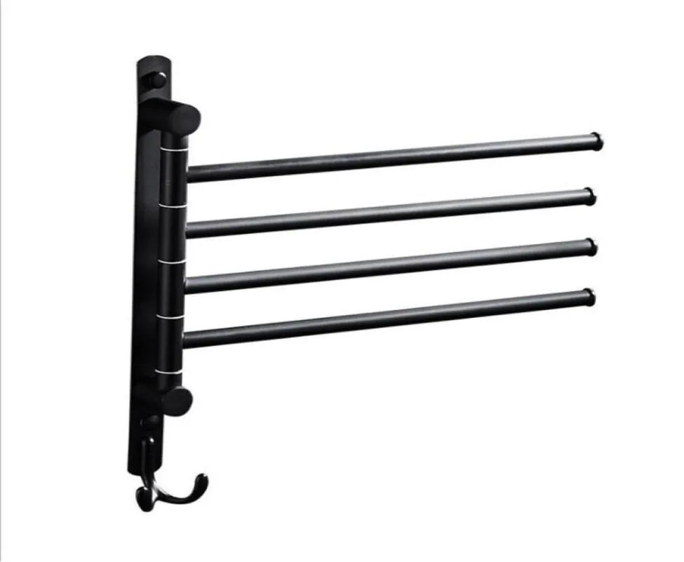 Stainless Steel Black Finish Swing Out Towel Bar Folding Arm Swivel Hanger Holder Folding Movable Bath Towel Bar T2009166926360