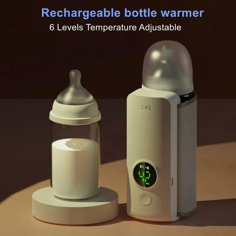 Scaldabiberon Portatile Con Batteria 6000mAh | Riscaldamento Rapido In 2-5 Minuti | Visualizzazione Temperatura | Luce Notturna | Scongelamento E Mantenimento Caldo 48 Ore | Viaggio