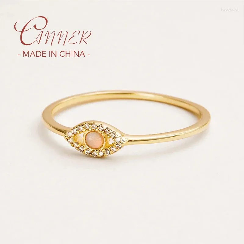 Cluster Rings CANNER Exquisite S925 Sterling Silver Wedding For Women Eye Shape Opal Gold Finger Ring Jewelry Couple Bague Gifts