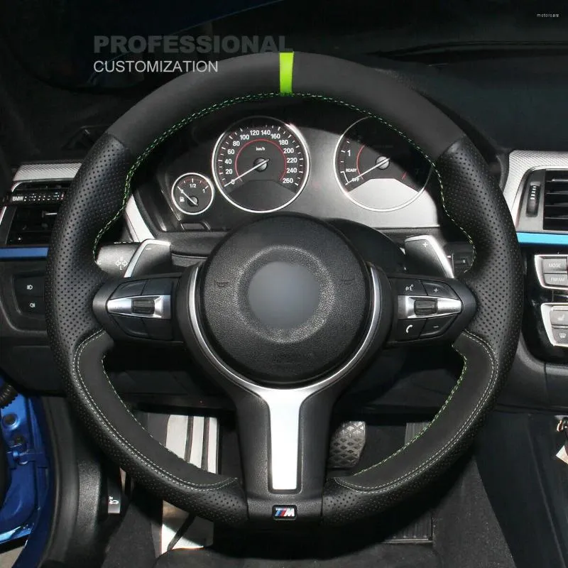 يغطي عجلة القيادة تغطية DIY يدويًا من الجلد المدبوغ الجلدي لـ F30 F34 F22 F23 F32 F33 F36 F10 F07 Accessories Car