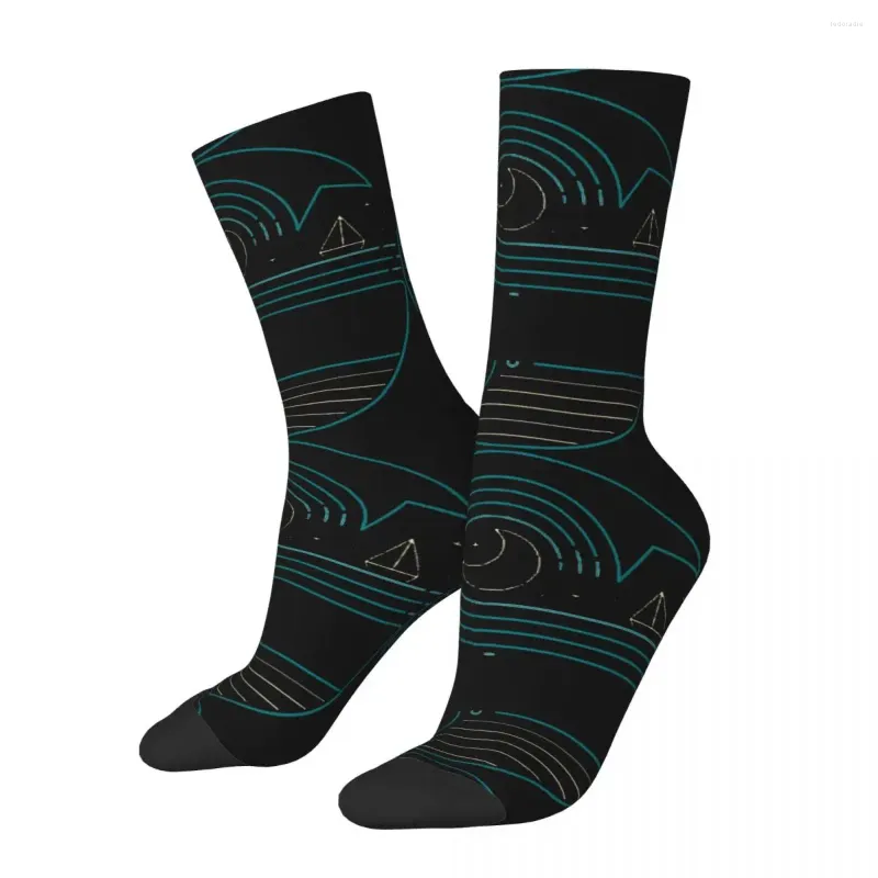 Skarpetki męskie Hip Hop Vintage Moonlight Crazy Compression Unisex Line Street Style Wzór wydrukowane zabawne nowość Happy Crew Sock