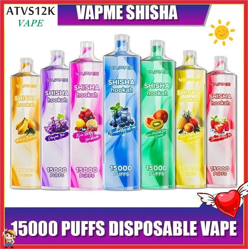 VAPME Shisha Hookah 15000 Puffs Disposable E Cigarettes Puff 15k Vape Pen 650mAh Rechargeable Battery 25ml Pod Capacity 24 Flavors 0% 2% Vaper 15k puff puff 15000 vapes