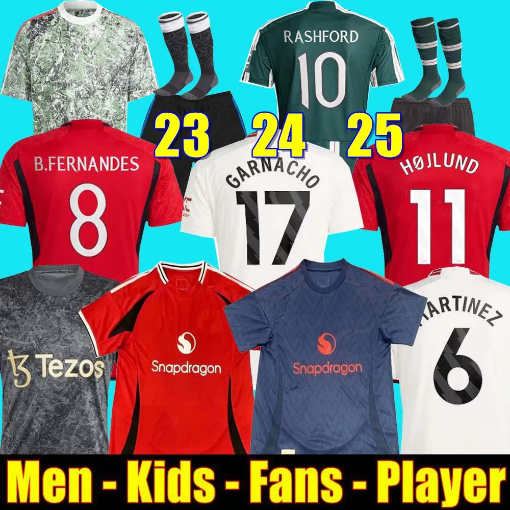 Fans Player 23 24 25 soccer jerseys BRUNO FERNANDES RASHFORD football shirt 2023 2024 men kids kit MARTINEZ CASEMIRO ANTONY Garnacho HOJLUND Stone Roses MAINOO