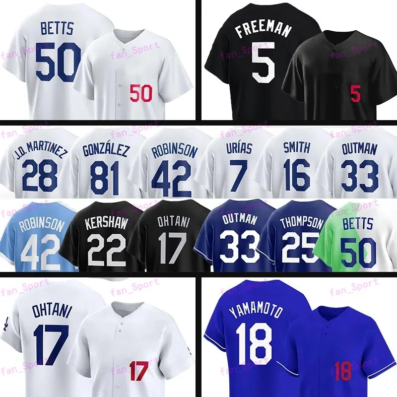 Shohei Ohtani Baseball Jersey Mookie Betts Freddie Freeman Yoshinobu Yamamoto James Outman Gavin Lux Walker Buehler Tyler Glasnow Max Muncy Will Smith Chris Taylor