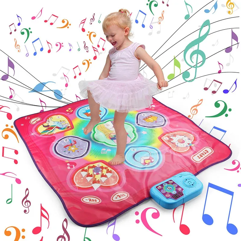 90x90 cm Jeu de danse musicale électronique Tapis lumineux avec 3 modes de jeu Clavier Jouets éducatifs pour enfants Garçons Filles Cadeau 240226