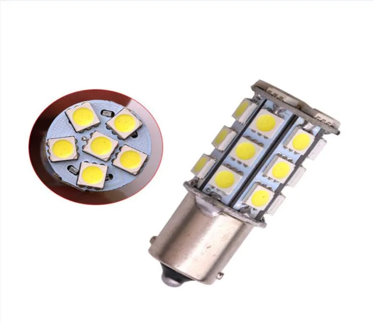 10x 2019 novo 12v auto led lâmpada de freio do carro 1156 ba15s p21w 27smd 27 smd 5050 backup turn signal luz traseira vermelho branco estilo do carro 7740925