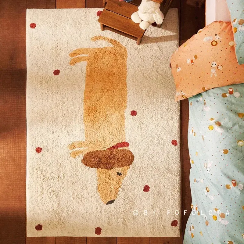 Style nordique salon décoration tapis mignon dessin animé bébé ramper tapis moelleux doux enfants en peluche grand jeu tapis de sol 240223
