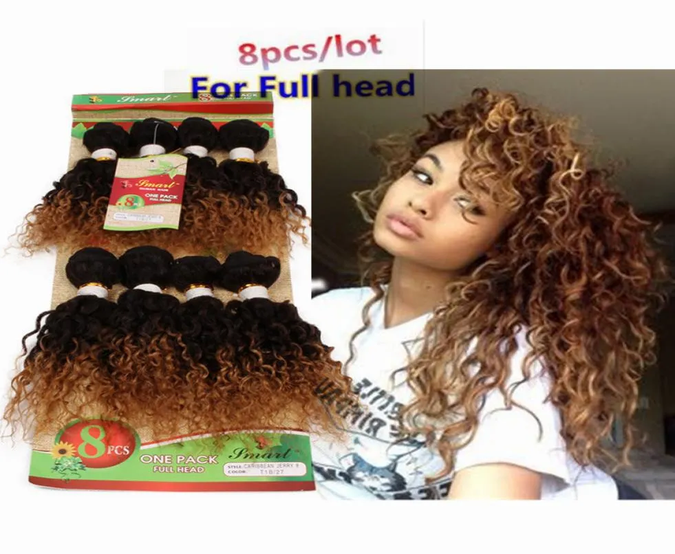 250g crépus bouclés 8 faisceaux 1420 pouces extensions de cheveux humains noirs ombre brownbug 8 pouces vague lâche profonde bouclée tresse humaine brésilienne 1607250