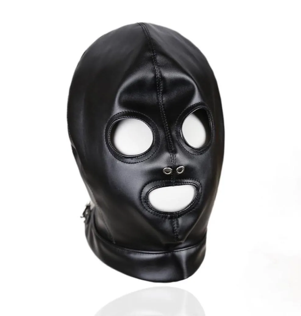 Soft PU Leather Mask Hood escravo escravo em jogos para adultos para casais Fetish Sex Flerting Toys for Women and MEM1333522