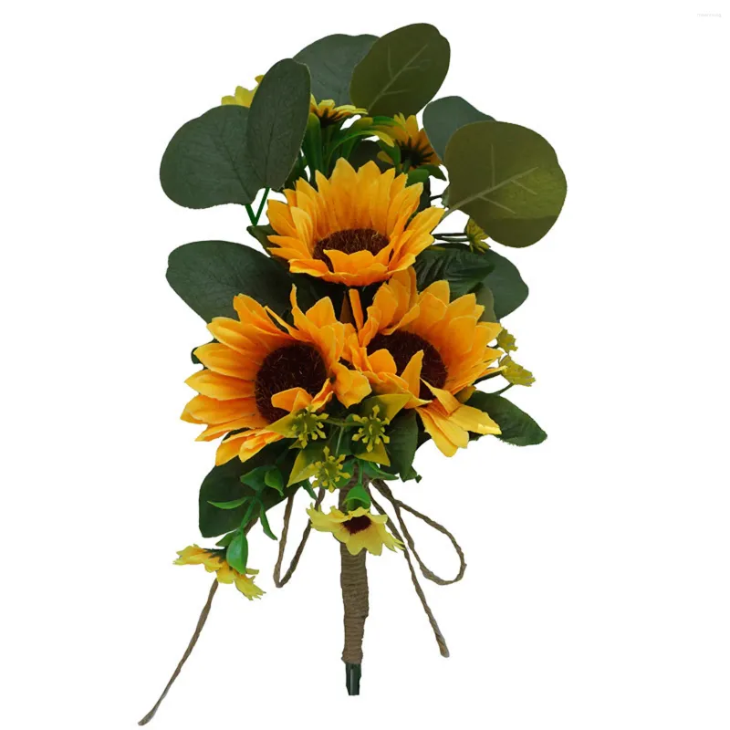 Dekorativ blommor Simuleringsstol Back Flower Wedding Supplies Ball smycken-Sunflower Decoration