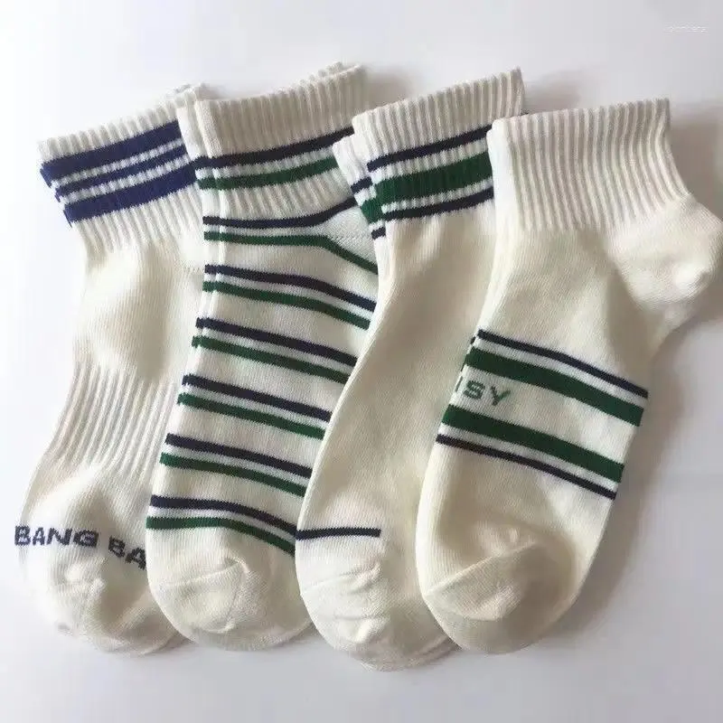 Men's Socks Classic Striped 5 Pairs Mens And Womens Mid-tube Spring Summer Thin Cotton Breathable Sports Korean Style