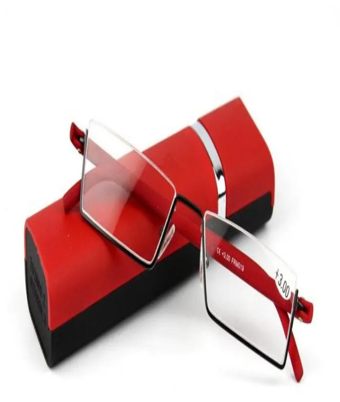 Retail 1pcs TR90 reading glasses go with case for women portable mini presbyopia glasses red color9448278