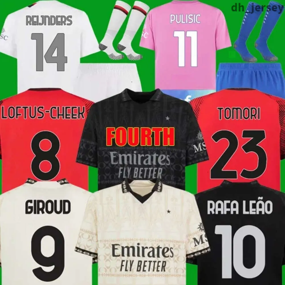 Ibrahimovic AC Milans Koche 23-24 4番目のキットGiroud R.Leao Bennacer Theo Romagnoli Florenzi Tonali Rebic 2023 2024フットボールシャツMaillot Adult Kids Kits
