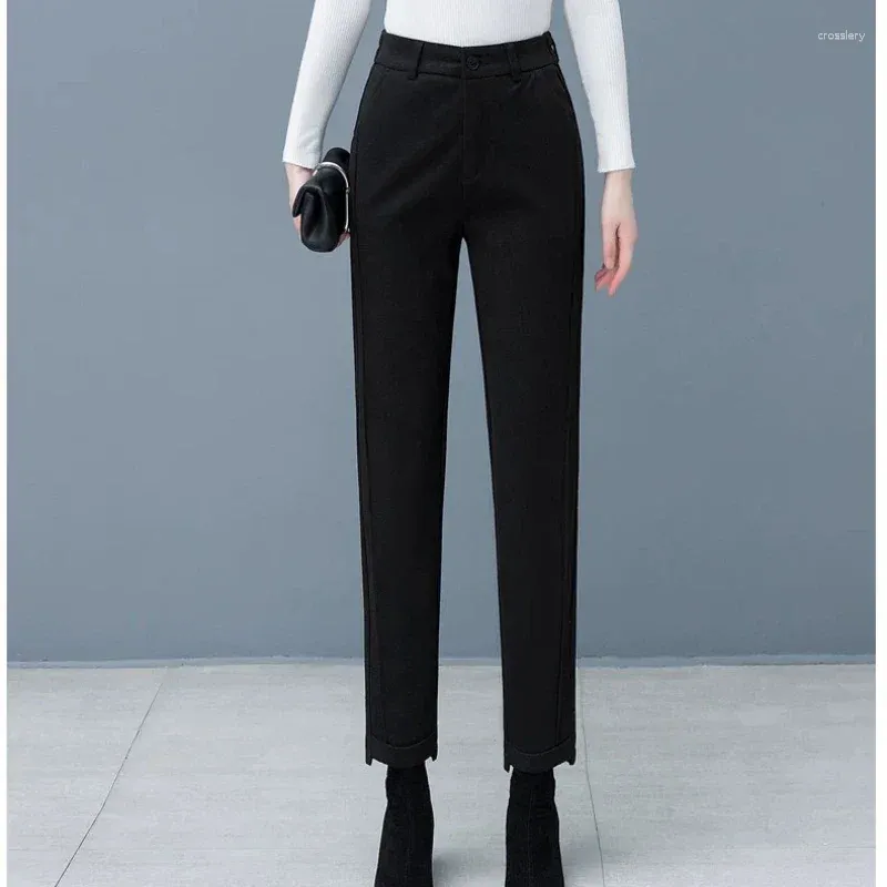 Kadın Pantolon Yüksek Son Yün Harlan Kalem 2024 Sonbahar ve Kış Peluş Moda Çok Yönlü Talep Takımını