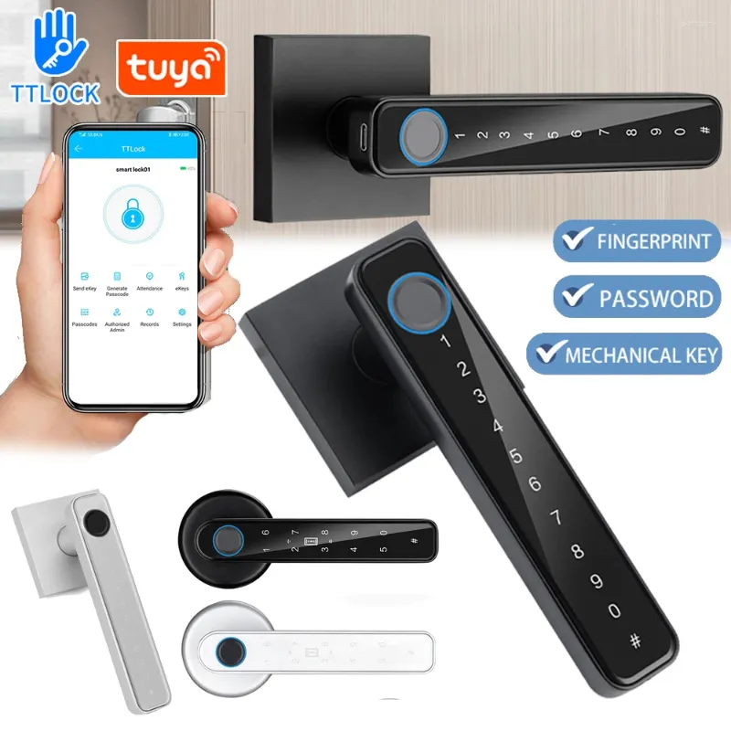 Smart Lock Biometric Fingerprint Door Tuya Electronic Digital Password Keyless Entry Knobs For Home