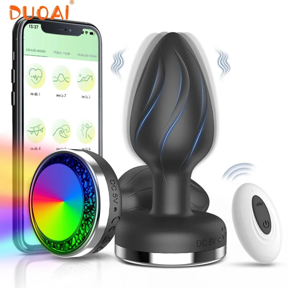 Vibrant Butt Plug LED Light Anal APP Vibrateur Prostate Masseur pour Hommes Télécommande Vagin Vibrateur Anal Sex Toys pour Femmes 240227