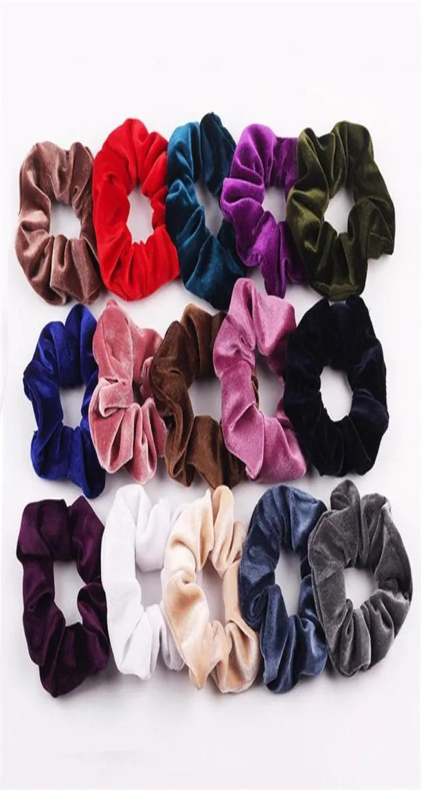 2019 30pcs Girl Women039s Velvet Hair Scrunchies Corbata Accesorios Ponytail Holder Scrunchy Hair bands velour Hair loop Pleuche H4607113